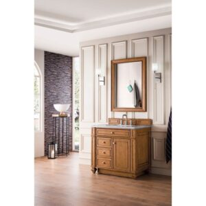 James Martin 157-V36-SBR-3EJP Bristol 36 Inch Single Vanity in Saddle Brown with 3 CM Eternal Jasmine Pearl Quartz Top