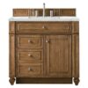 James Martin 157-V36-SBR-3ENC Bristol 36 Inch Single Vanity Cabinet with Ethereal Noctis Quartz Top - Saddle Brown