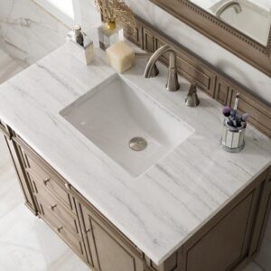 James Martin 157-V36-WW-3AF Bristol 36 Inch Single Vanity in Whitewashed Walnut with 3 cm Arctic Fall Solid Surface Top