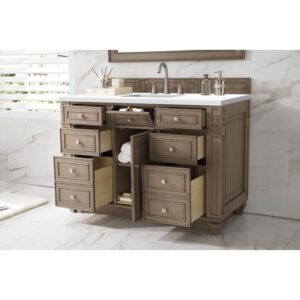 James Martin 157-V48-3WZ Bristol 48 Inch Single Vanity with 3cm White Zeus Quartz Top