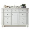 James Martin 157-V48-BW-3CAR Bristol 48 Inch Single Vanity in Bright White with 3 cm Carrara Marble Top