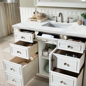 James Martin 157-V48-BW-3ENC Bristol 48 Inch Single Vanity Cabinet with Ethereal Noctis Quartz Top - Bright White