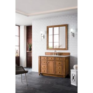 James Martin 157-V48-SBR-3AF Bristol 48 Inch Single Vanity in Saddle Brown with 3 CM Arctic Fall Solid Surface Top