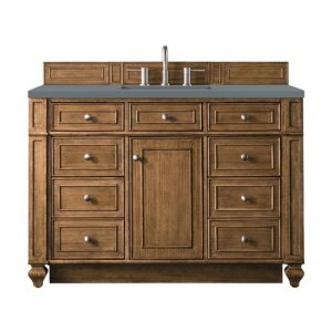 James Martin 157-V48-SBR-3CBL Bristol 48 Inch Single Vanity Cabinet with Cala Blue Quartz Top - Saddle Brown