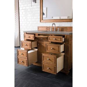 James Martin 157-V48-SBR-3GEX Bristol 48 Inch Single Vanity in Saddle Brown with 3 CM Grey Expo Quartz Top