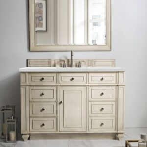 James Martin 157-V48-VV-3ENC Bristol 48 Inch Single Vanity Cabinet with Ethereal Noctis Quartz Top - Vintage Vanilla