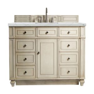 James Martin 157-V48-VV-3ENC Bristol 48 Inch Single Vanity Cabinet with Ethereal Noctis Quartz Top - Vintage Vanilla