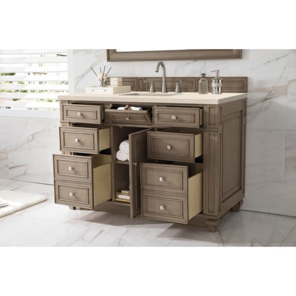 James Martin 157-V48-WW-3EMR Bristol 48 Inch Single Vanity Whitewashed Walnut with 3 CM Eternal Marfil Quartz Top