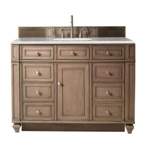 James Martin 157-V48-WW-3ESR Bristol 48 Inch Single Vanity Whitewashed Walnut with 3 CM Eternal Serena Quartz Top