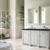 James Martin 157-V60D-BW-3CSP Bristol 60 Inch Double Vanity in Bright White with 3 cm Charcoal Soapstone Quartz Top with Sink