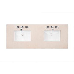 James Martin 157-V60D-BW-3EMR Bristol 60 Inch Double Vanity in Bright White with 3 CM Eternal Marfil Quartz Top