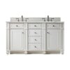 James Martin 157-V60D-BW-3ENC Bristol 60 Inch Double Vanity Cabinet with Ethereal Noctis Quartz Top - Bright White