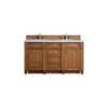 James Martin 157-V60D-SBR-3CAR Bristol 60 Inch Double Vanity in Saddle Brown with 3 CM Carrara Marble Top