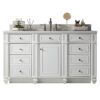 James Martin 157-V60S-BW-3CAR Bristol 60 Inch Single Vanity in Bright White with 3 cm Carrara Marble Top