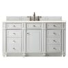 James Martin 157-V60S-BW-3EMR Bristol 60 Inch Single Vanity in Bright White with 3 CM Eternal Marfil Quartz Top