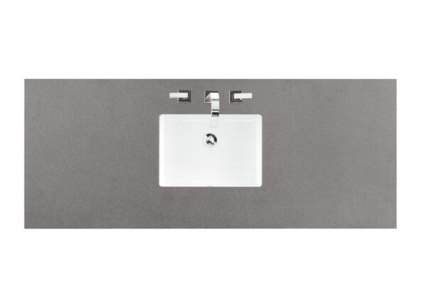 James Martin 157-V60S-BW-3GEX Bristol 60 Inch Single Vanity in Bright White with 3 cm Grey Expo Quartz Top with Sink