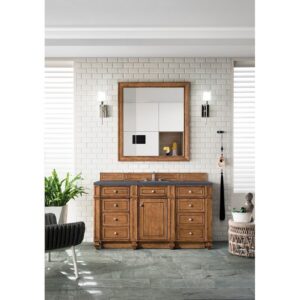 James Martin 157-V60S-SBR-3CSP Bristol 60 Inch Single Vanity in Saddle Brown with 3 CM Charcoal Soapstone Quartz Top