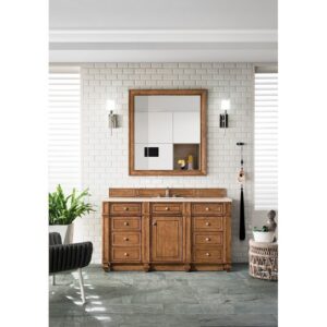 James Martin 157-V60S-SBR-3EMR Bristol 60 Inch Single Vanity in Saddle Brown with 3 CM Eternal Marfil Quartz Top