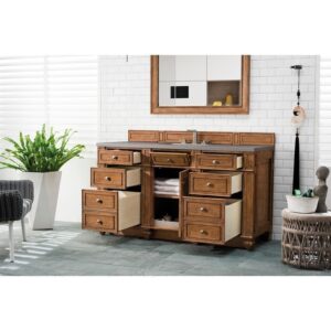 James Martin 157-V60S-SBR-3GEX Bristol 60 Inch Single Vanity in Saddle Brown with 3 CM Grey Expo Quartz Top