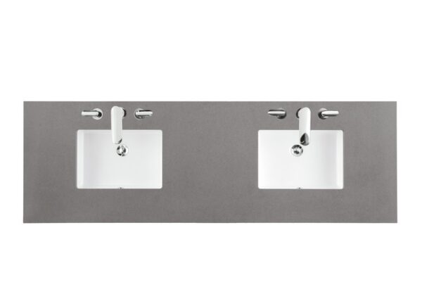 James Martin 157-V72-BW-3GEX Bristol 72 Inch Double Vanity in Bright White with 3 cm Grey Expo Quartz Top with Sink