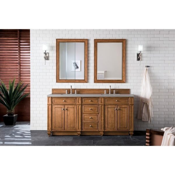 James Martin 157-V72-SBR-3GEX Bristol 72 Inch Double Vanity in Saddle Brown with 3 CM Grey Expo Quartz Top