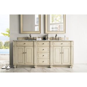 James Martin 157-V72-VV-3CAR Bristol 72 Inch Double Vanity in Vintage Vanilla with 3 cm Carrara Marble Top