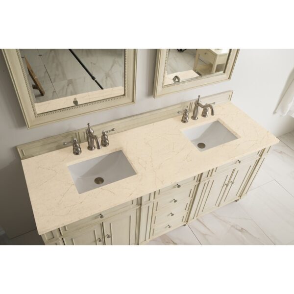 James Martin 157-V72-VV-3EMR Bristol 72 Inch Double Vanity in Vintage Vanilla with 3 CM Eternal Marfil Quartz Top