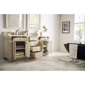 James Martin 157-V72-VV-3EMR Bristol 72 Inch Double Vanity in Vintage Vanilla with 3 CM Eternal Marfil Quartz Top