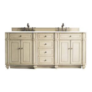 James Martin 157-V72-3WZ Bristol 72 Inch Double Vanity with 3cm White Zeus Quartz Top