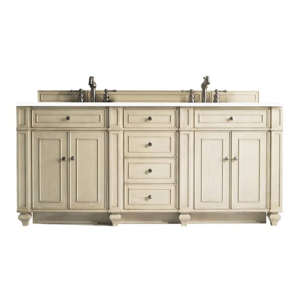 James Martin 157-V72-3WZ Bristol 72 Inch Double Vanity with 3cm White Zeus Quartz Top