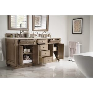 James Martin 157-V72-WW-3EMR Bristol 72 Inch Double Vanity Whitewashed Walnut with 3 CM Eternal Marfil Quartz Top