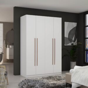 Manhattan Comfort Gramercy Modern 2-Section Freestanding Wardrobe Armoire Closet in White