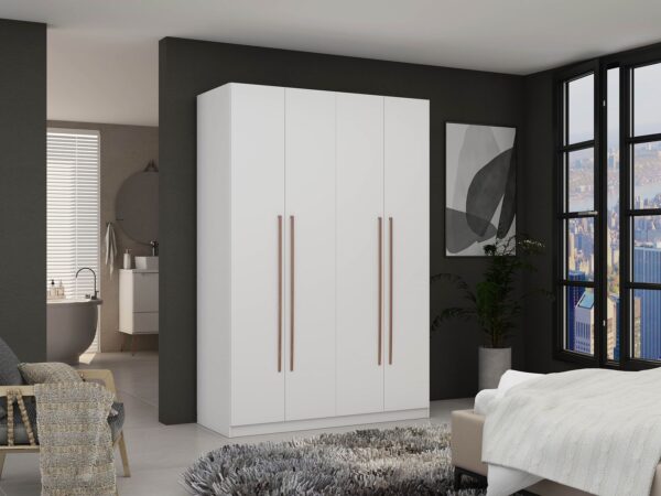 Manhattan Comfort Gramercy Modern 2-Section Freestanding Wardrobe Armoire Closet in White