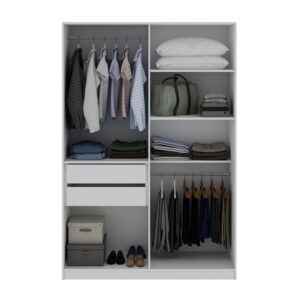 Manhattan Comfort Gramercy Modern 2-Section Freestanding Wardrobe Armoire Closet in White