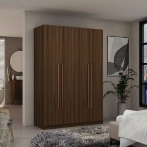 Manhattan Comfort Gramercy Modern 2-Section Freestanding Wardrobe Armoire Closet in Brown