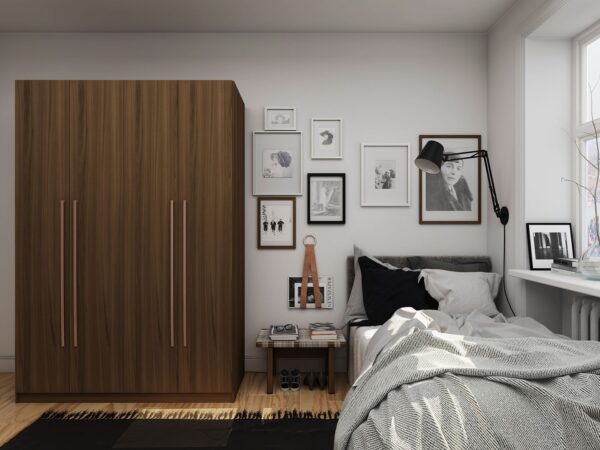 Manhattan Comfort Gramercy Modern 2-Section Freestanding Wardrobe Armoire Closet in Brown