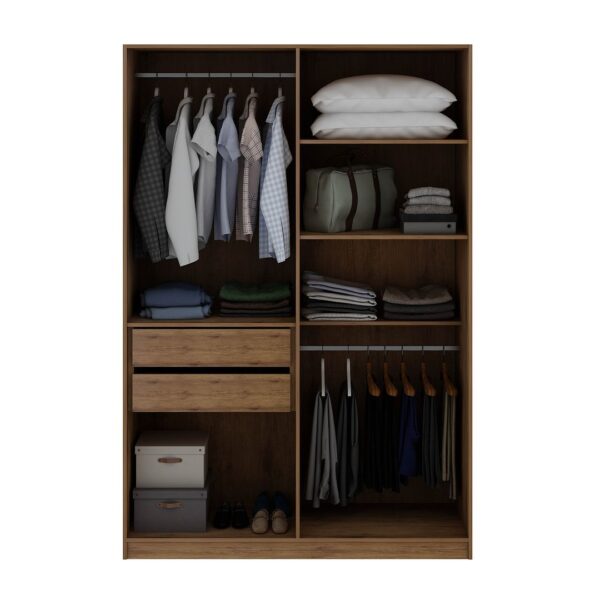 Manhattan Comfort Gramercy Modern 2-Section Freestanding Wardrobe Armoire Closet in Nature and Textured Grey