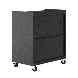 Manhattan Comfort 3-Piece Fortress Mobile Space-Saving Steel Garage Cabinet and Worktable 2.0 in Grey