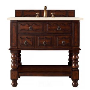 James Martin 160-V36-ACG-3EMR Castilian 36 Inch Single Vanity Cabinet in Aged Cognac with 3 CM Eternal Marfil Quartz Top