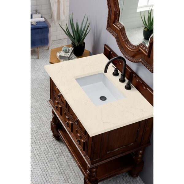 James Martin 160-V36-ACG-3EMR Castilian 36 Inch Single Vanity Cabinet in Aged Cognac with 3 CM Eternal Marfil Quartz Top