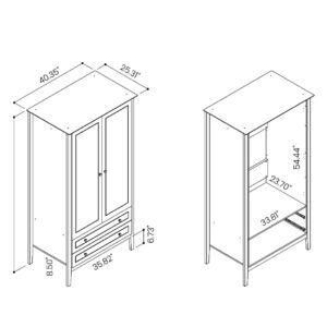 Manhattan Comfort Crown Full Wardrobe with Hanging and 2 Drawers in White