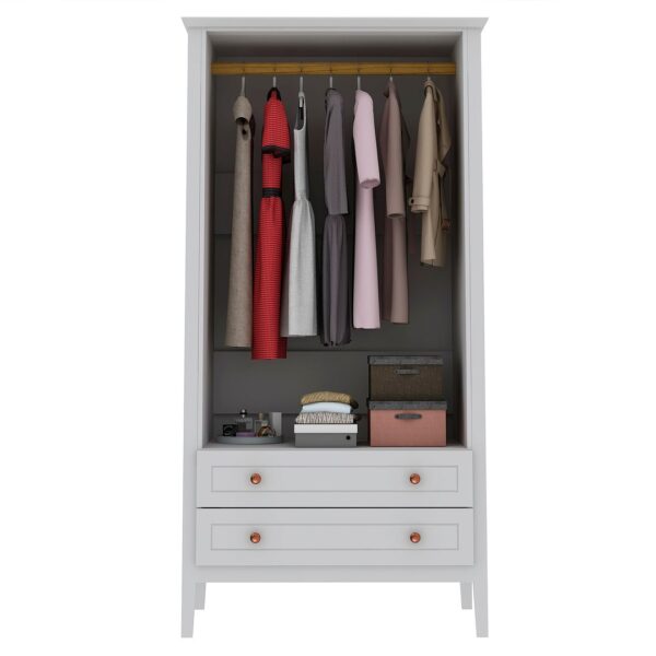 Manhattan Comfort Crown Full Wardrobe with Hanging and 2 Drawers in White