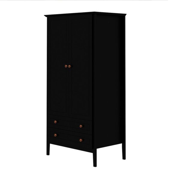 Manhattan Comfort Crown Full Wardrobe with Hanging and 2 Drawers in Black