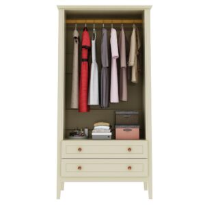 Manhattan Comfort Crown Full Wardrobe with Hanging and 2 Drawers in Off White