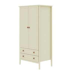 Manhattan Comfort Crown Full Wardrobe with Hanging and 2 Drawers in Off White