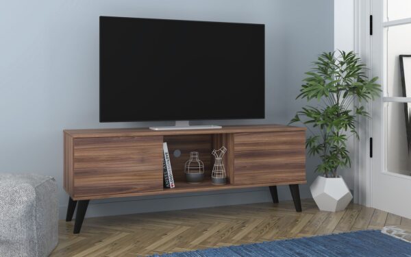 Manhattan Comfort Doyers 53.15 Mid-Century Modern TV Stand in Nut Brown