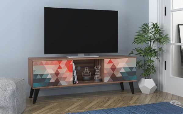 Manhattan Comfort Doyers 53.15 Mid-Century Modern TV Stand in Multi Color Red and Blue