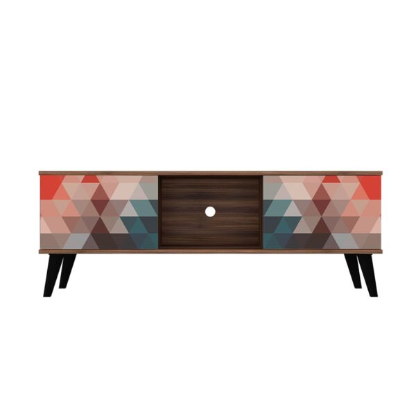 Manhattan Comfort Doyers 53.15 Mid-Century Modern TV Stand in Multi Color Red and Blue