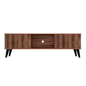 Manhattan Comfort Doyers 62.20 Mid-Century Modern TV Stand in Nut Brown