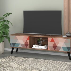 Manhattan Comfort Doyers 62.20 Mid-Century Modern TV Stand in Multi Color Red and Blue